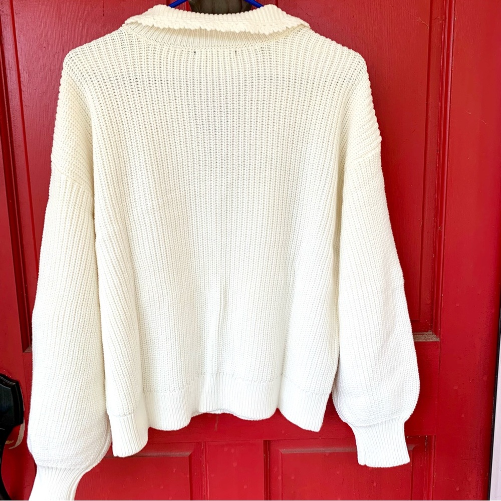 New York & Company Long Sleeve Crochet Yoke Sweater - Picture 4 of 5